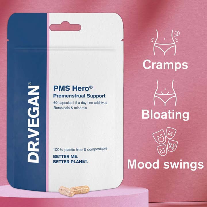 DR. VEGAN - PMS Hero® | 60 Capsules | Relieves PMS Symptoms | Natural