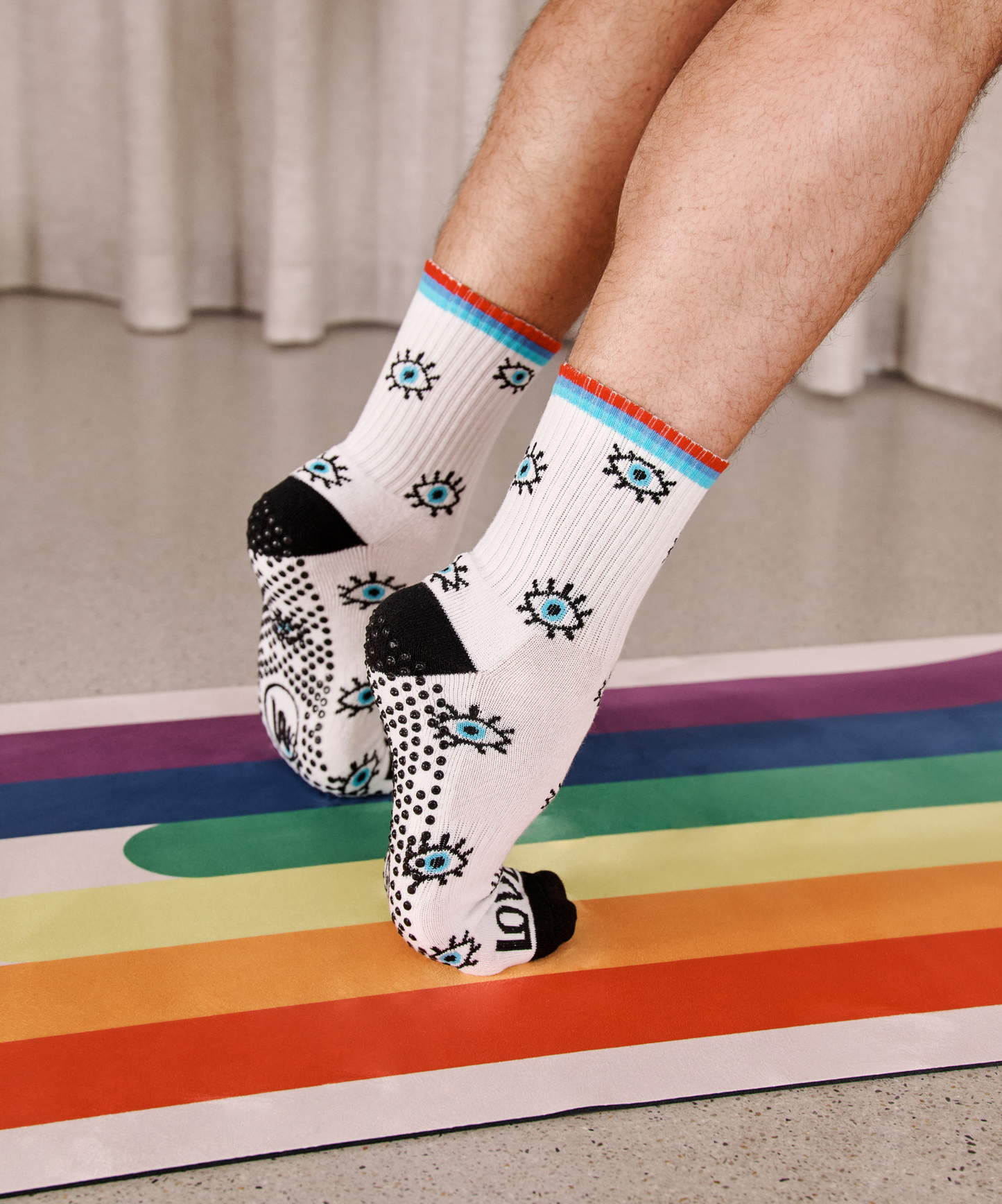 Crew Non Slip Grip Socks - "Love & Peace"