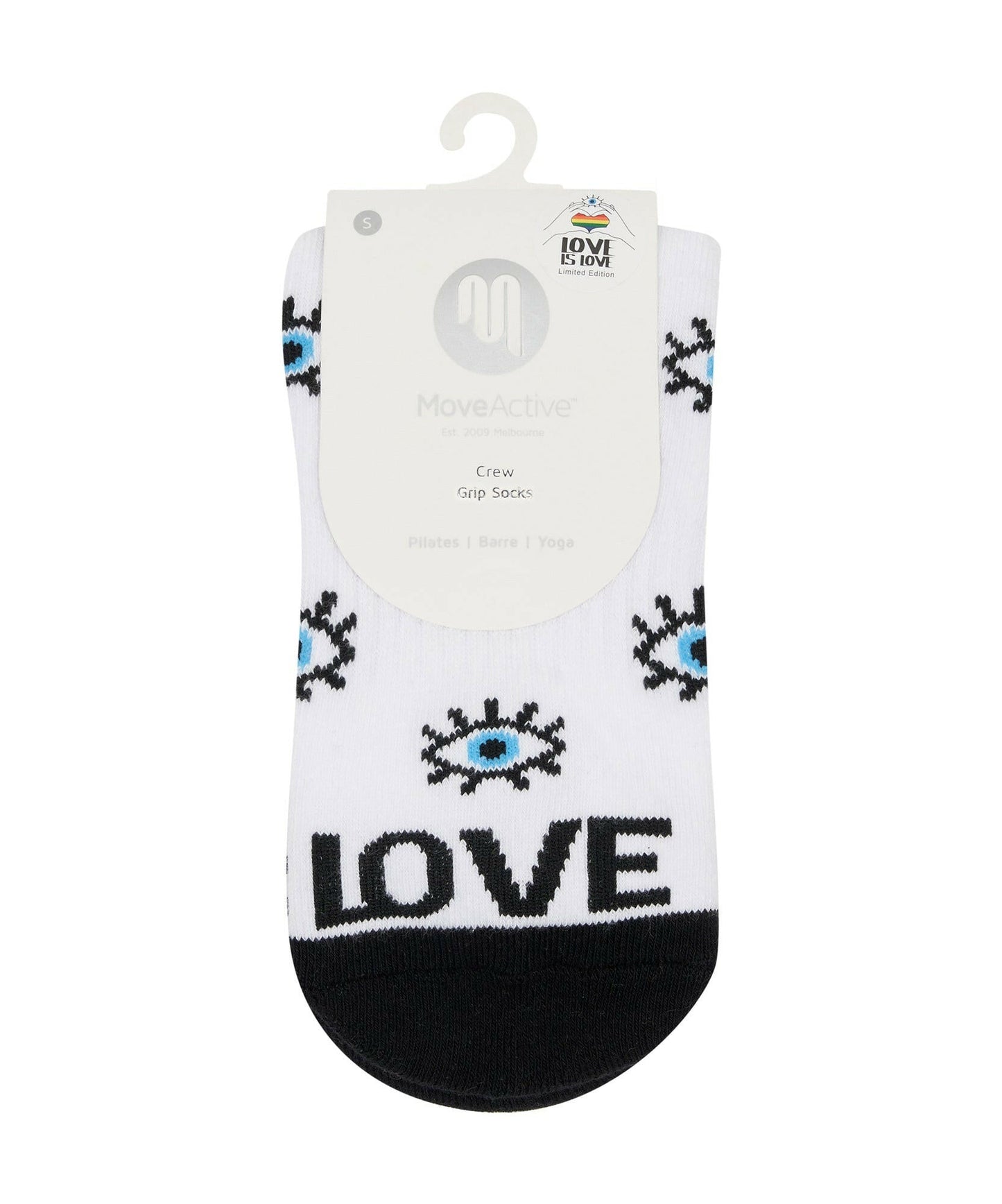 Crew Non Slip Grip Socks - "Love & Peace"