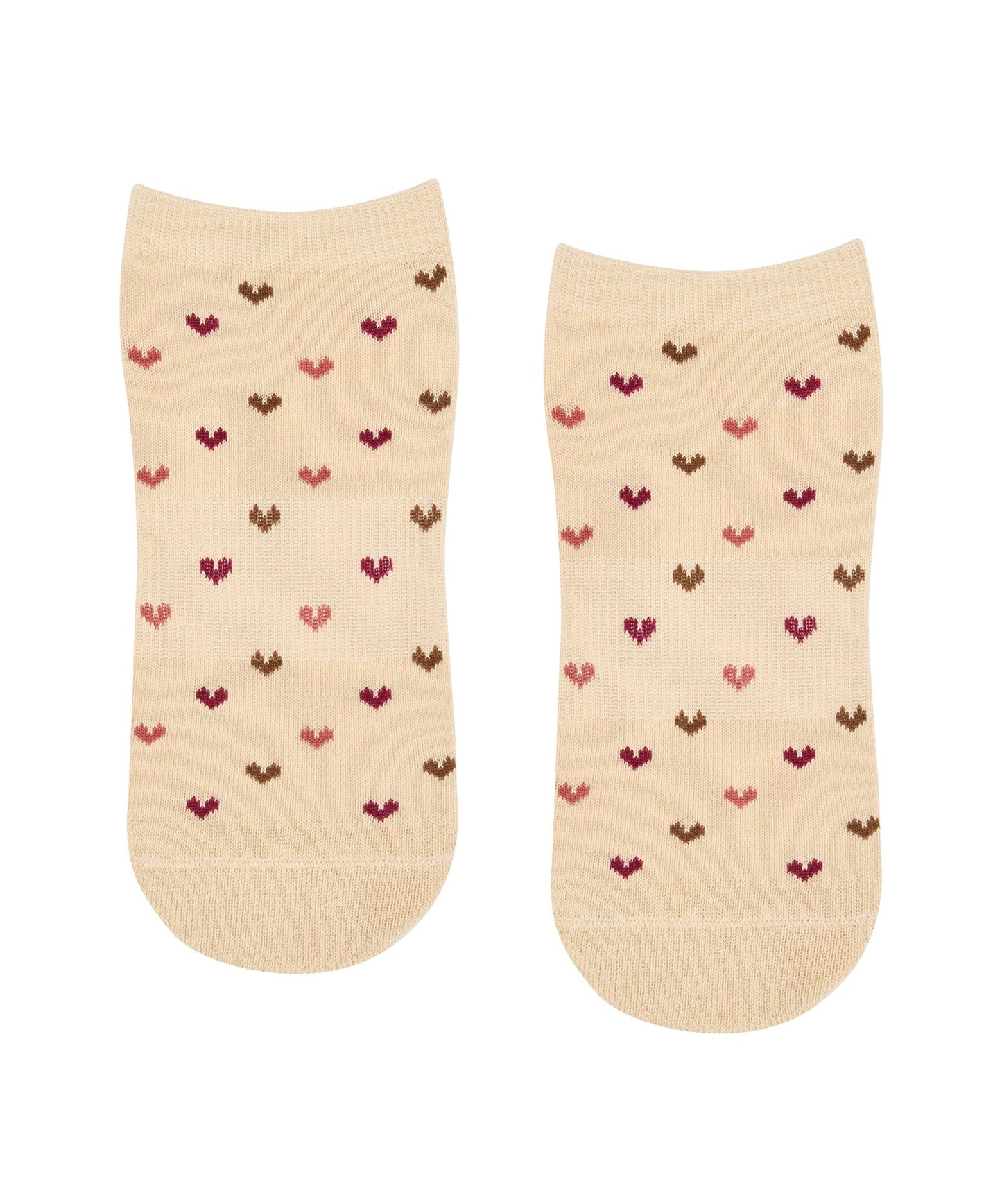 Classic Low Rise Grip Socks - Hearts Aflutter Beige