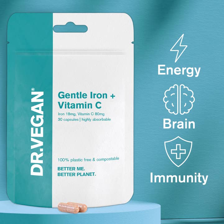 DR. VEGAN - Gentle Iron & Vitamin C | 18mg & 80mg | 30 Capsules