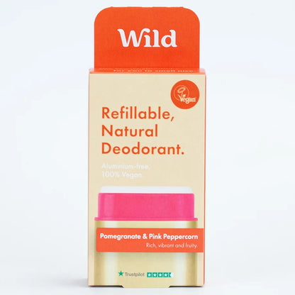 Wild Deodorant Gold Case and Pomegranate & Pink Peppercorn Starter Pack