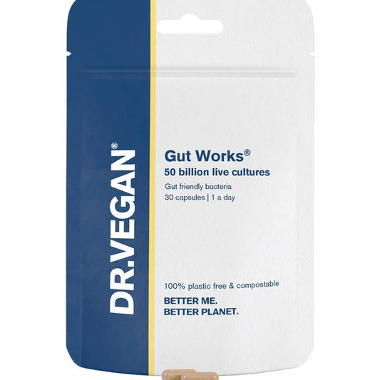 DR. VEGAN - Gut WorksÃ‚Â® | 30 Capsules | Pre & Probiotic | 50 Billion CFU