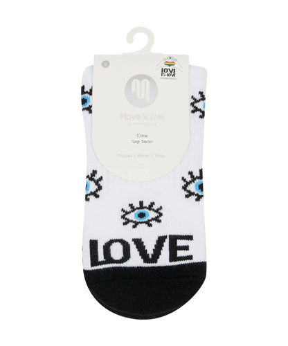 CrewÂ Non Slip Grip Socks - "Love & Peace"