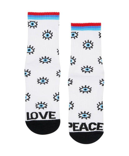 CrewÂ Non Slip Grip Socks - "Love & Peace"