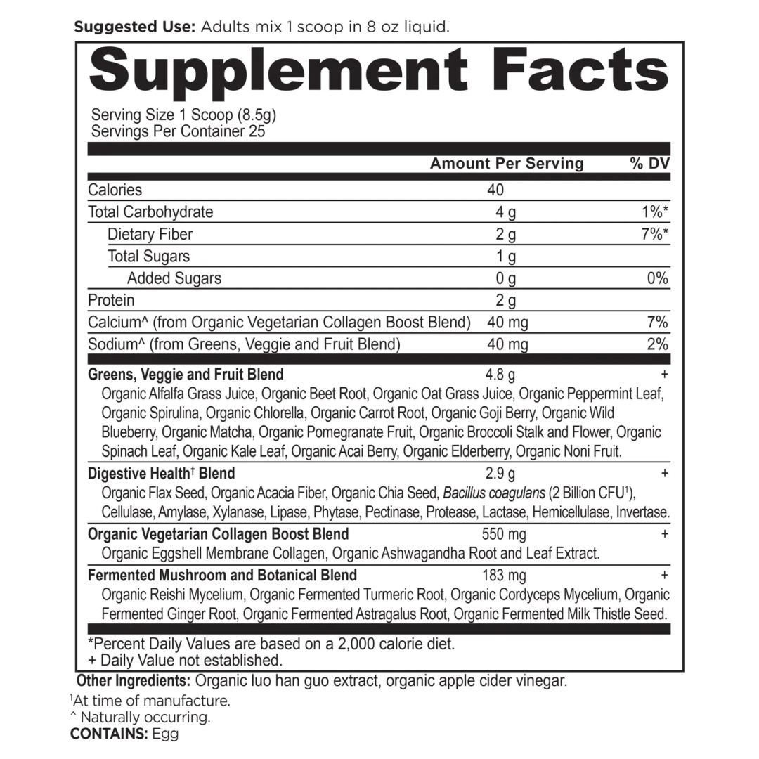 Ancient Nutrition Organic SuperGreens +Collagen Powder