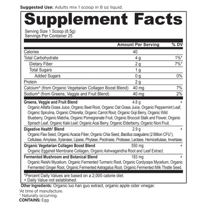 Ancient Nutrition Organic SuperGreens +Collagen Powder