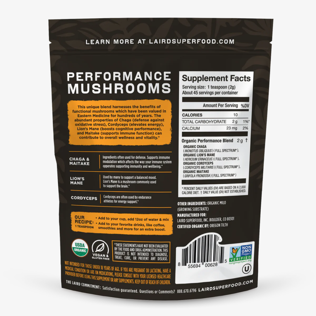 Laird Superfood Organic Performance Mushrooms