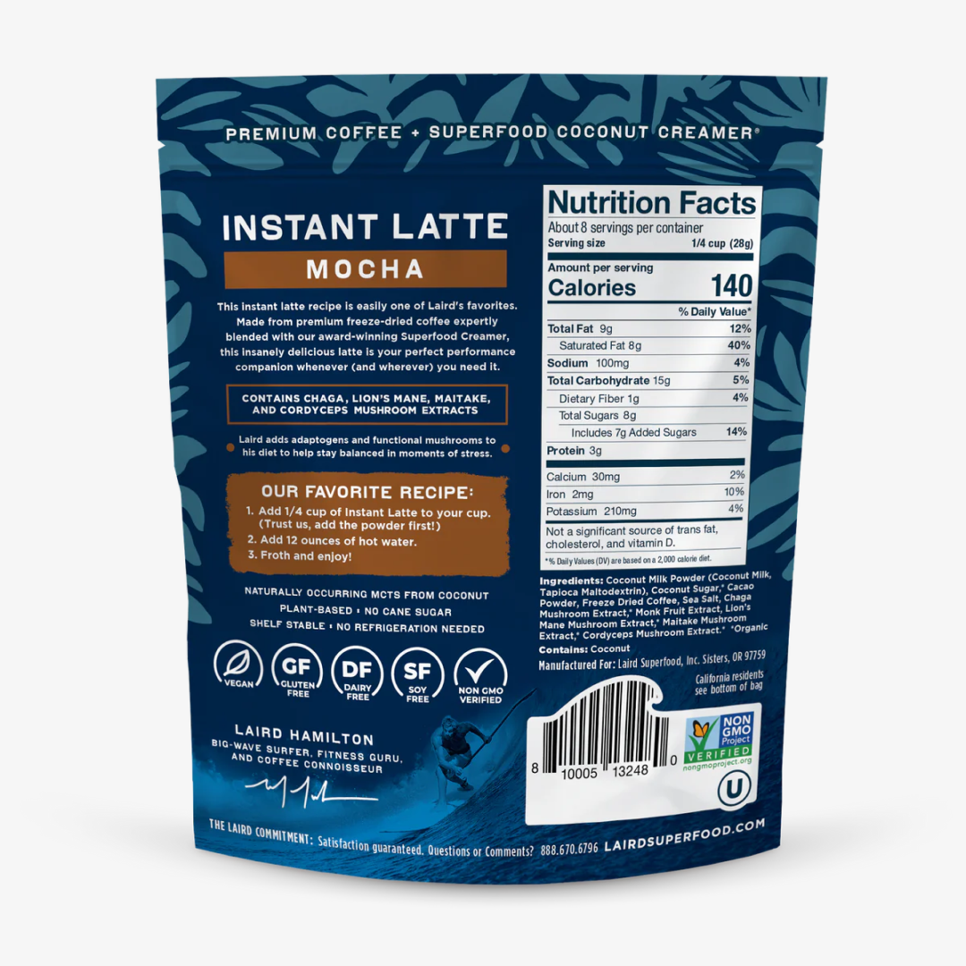 Laird Superfood Mocha Instant Latte with Adaptogens