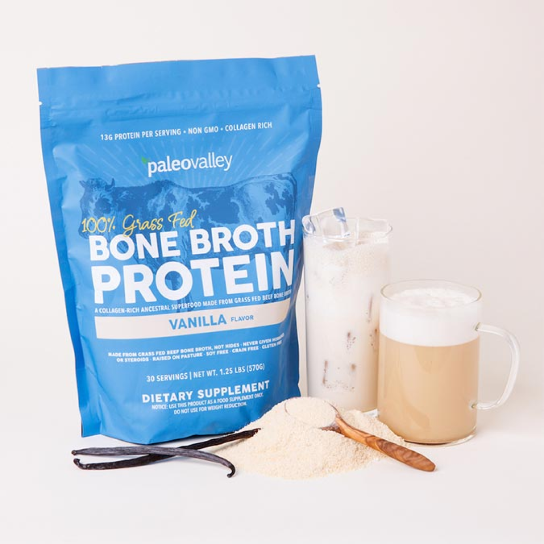 Paleovalley 100% Grass Fed Bone Broth Protein Powder - Vanilla