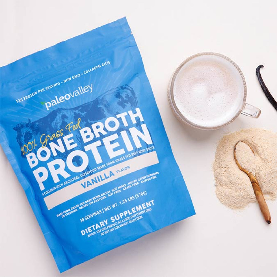 Paleovalley 100% Grass Fed Bone Broth Protein Powder - Vanilla