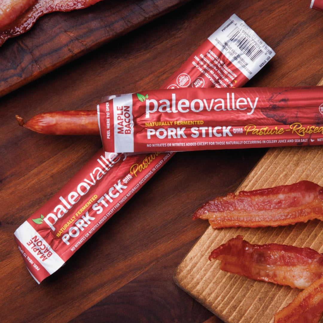 Paleovalley Pasture-Raised Pork Sticks- Maple Bacon