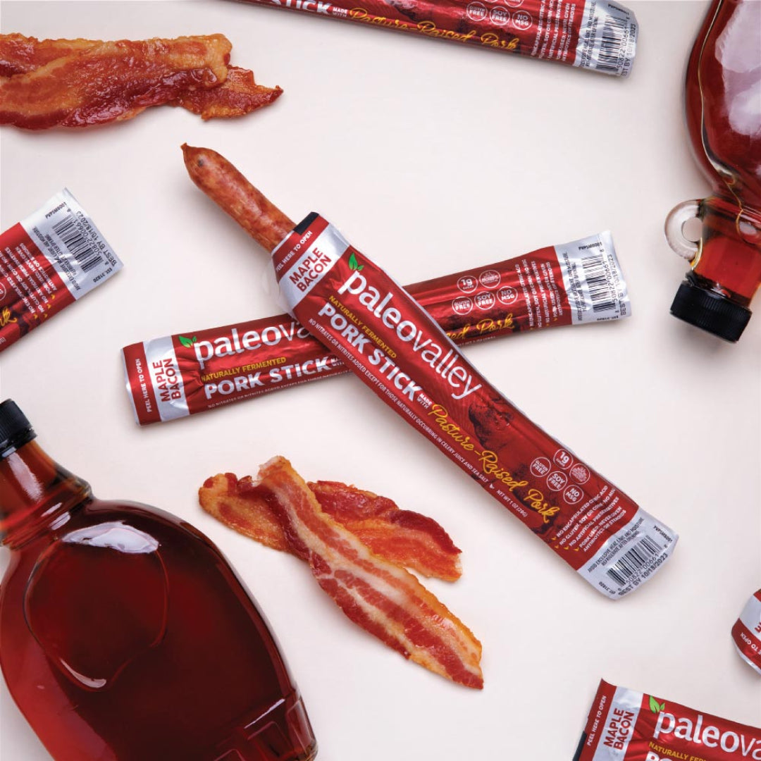 Paleovalley Pasture-Raised Pork Sticks- Maple Bacon