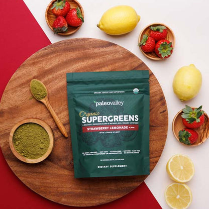 Paleovalley Organic Supergreens- Strawberry Lemonade