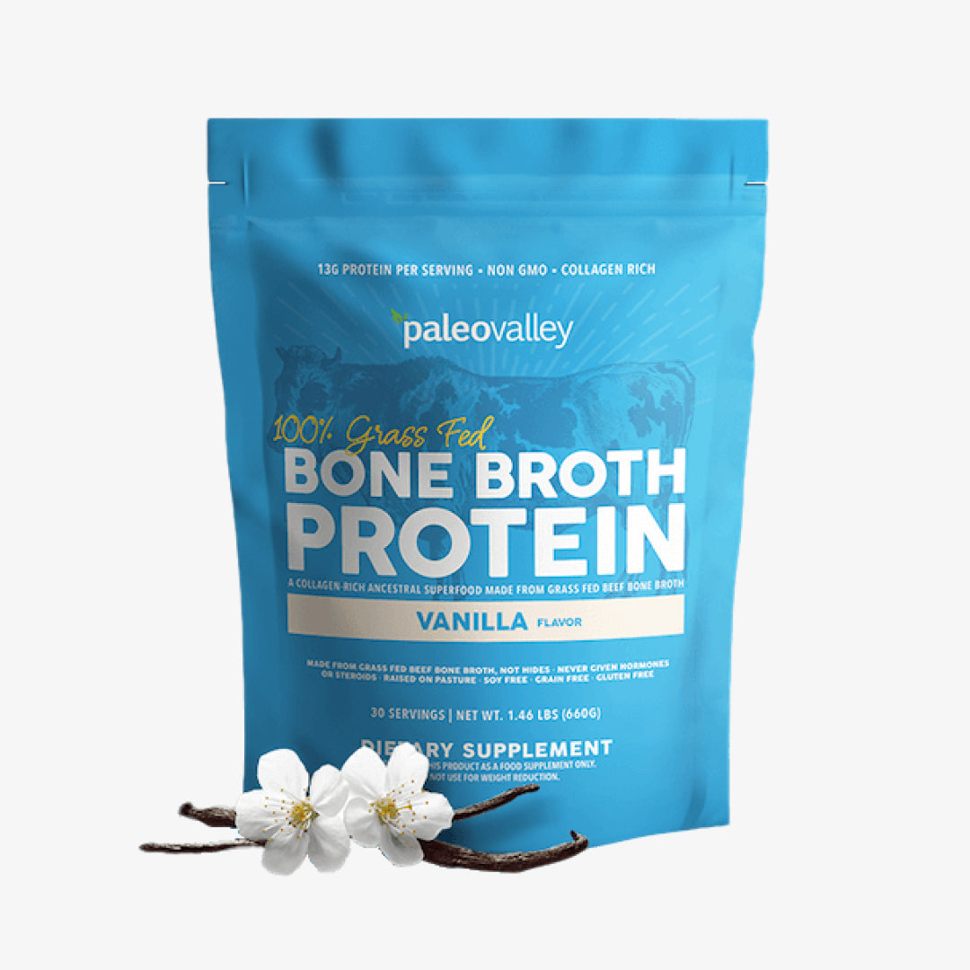 Paleovalley 100% Grass Fed Bone Broth Protein Powder - Vanilla