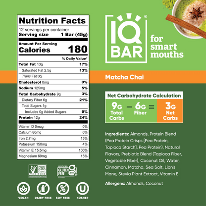 IQBAR Matcha Chai Bars