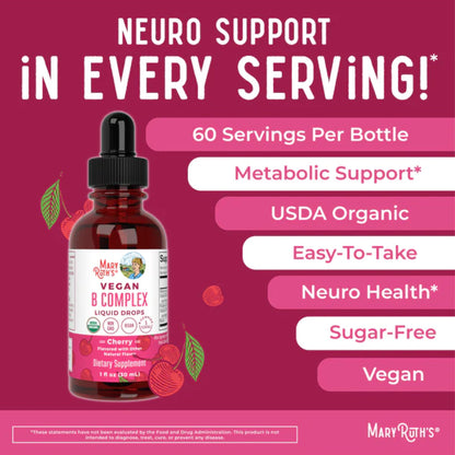 Maryruth Organics Vegan B-Complex Drops - Cherry