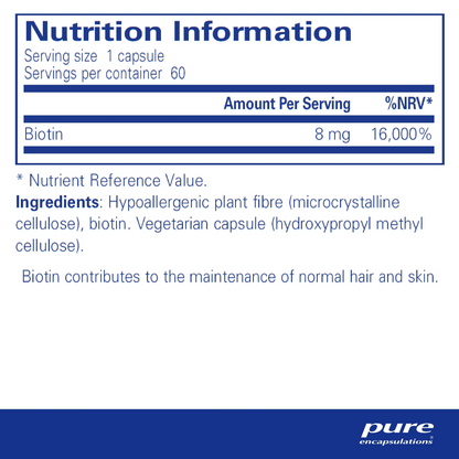 Pure Encapsulations Biotin 8 mg