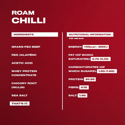 Roam Food Grass-Fed Beef Bar - Chilli