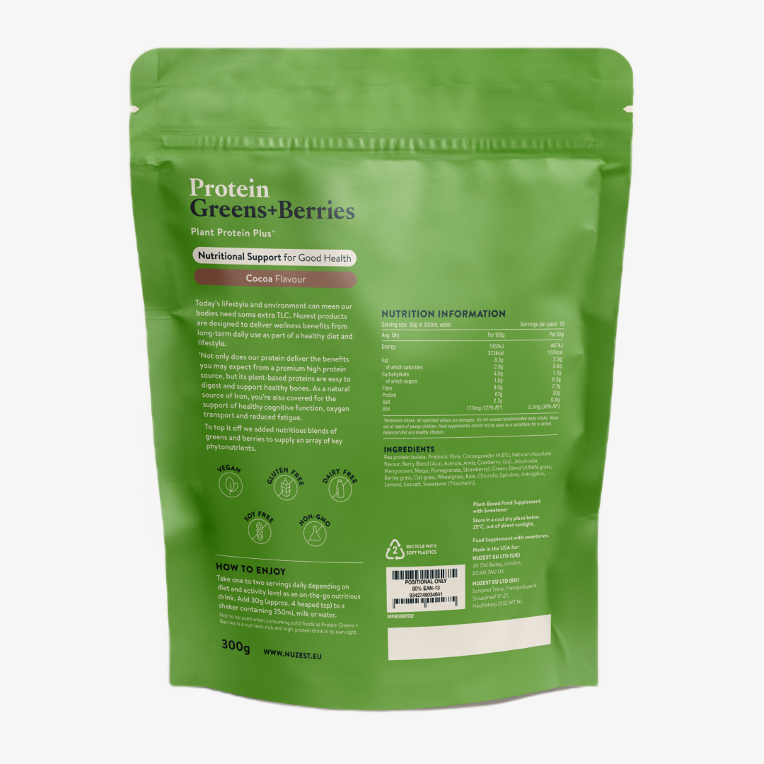 Nuzest Protein Greens + Berries - Cocoa Flavour