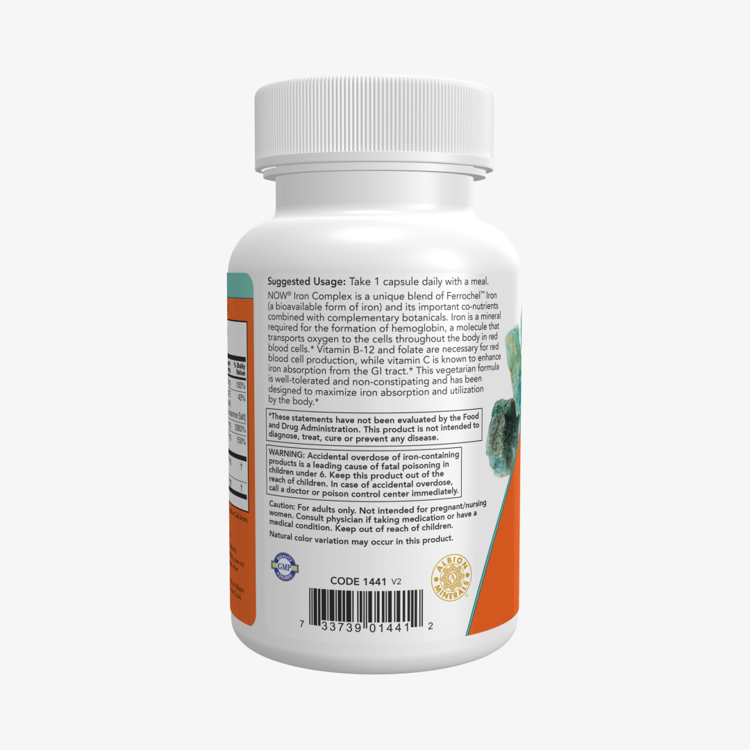 NOW Foods Iron Complex Caps Veg Capsules