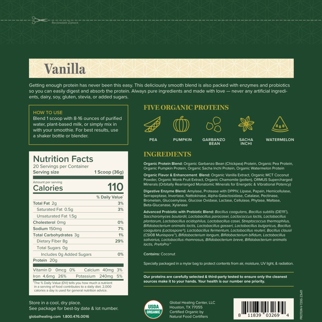 Vanilla Pure Plant Protein - Global Healing