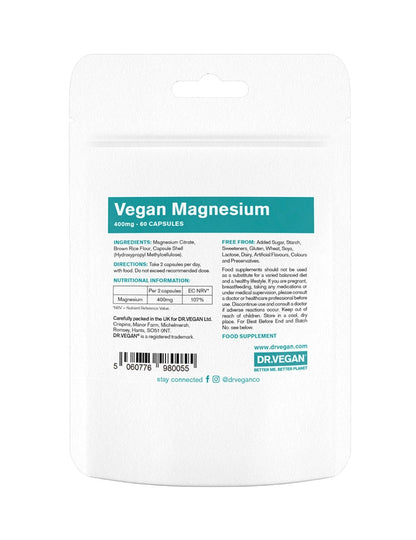 DR. VEGAN - Magnesium Citrate | 400mg | 60 Capsules | Highly Absorbable