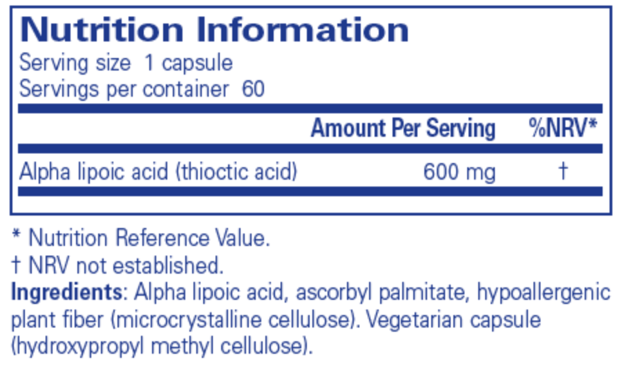 Alpha Lipoic Acid (600mg) - Pure Encapsulations