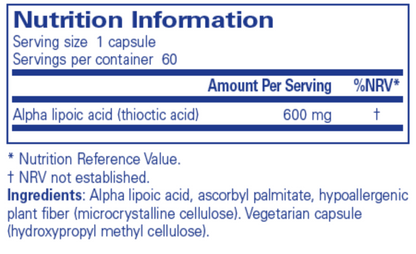 Alpha Lipoic Acid (600mg) - Pure Encapsulations