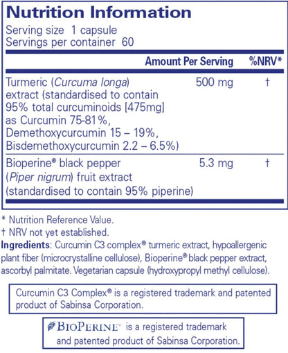 Curcumin 500 with Bioperine - Pure Encapsulations