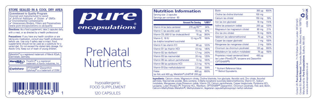 PreNatal Nutrients - Pure Encapsulations