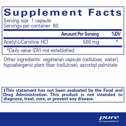 Pure Encapsulations Acetyl-L-Carnitine 500 mg