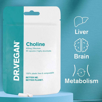 DR. VEGAN - Choline 600mg | Bitartrate | 60 Capsules